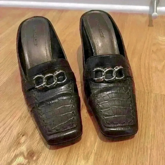 Highlights Square Toe Slip On Brown Heels Size 8 - Picture 2 of 9